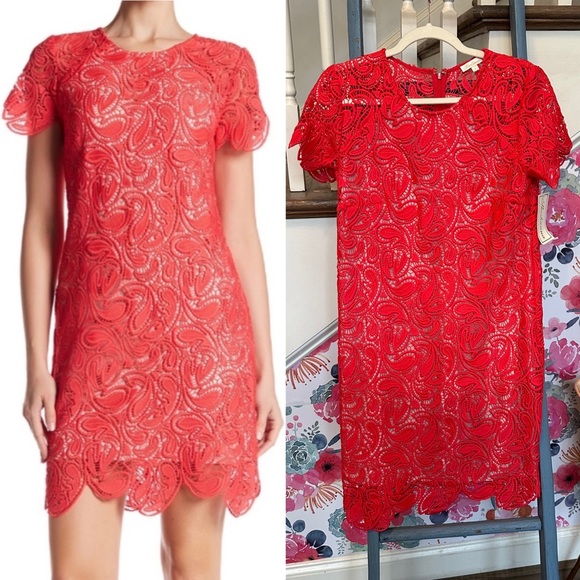 Shoshanna Rae Guipere Coral Lace Dress NWT - Picture 1 of 6